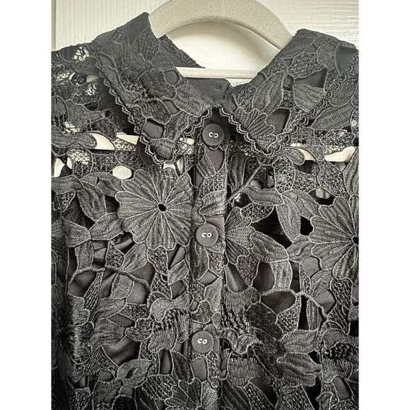 NWT Karl Lagerfeld Paris Floral Black Lace Embroidery Dress Women Size 8 - Picture 3 of 10